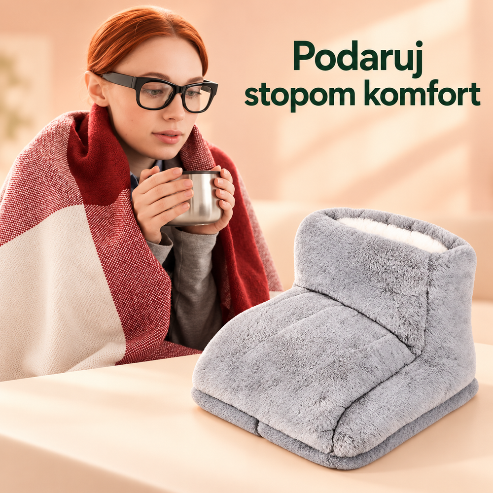 cieplamata.pl — szary ogrzewacz do stóp i chwila odpoczynku